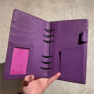 フランクリンプランナー(Franklin Planner)の【美品】フランクリンプランナー　革　手帳　紫　パープル(手帳)