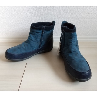 （686）ELLESPORT ブルー ショートブーツ（24.0cm）(ブーツ)