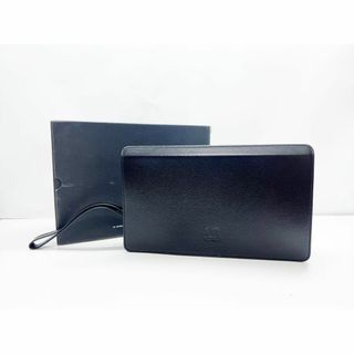 ダンヒル(Dunhill)の美品　ダンヒル　ロゴ　スクエア　セカンドバッグ　レザー　黒　ストラップ(セカンドバッグ/クラッチバッグ)