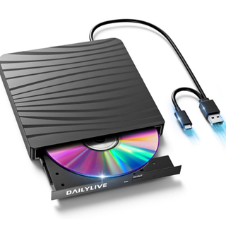 外付けDVDドライブ　USB3.0&Type-C両用(DVDプレーヤー)