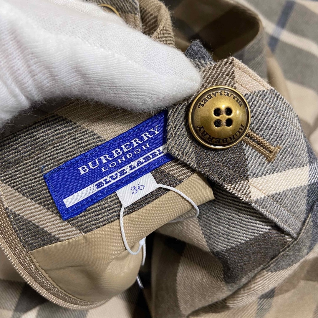 BURBERRY BLUE LABEL(バーバリーブルーレーベル)のご専用 BURBERRY ブルーレーベル チェック ウールプルオーバー 36 レディースのトップス(カットソー(長袖/七分))の商品写真