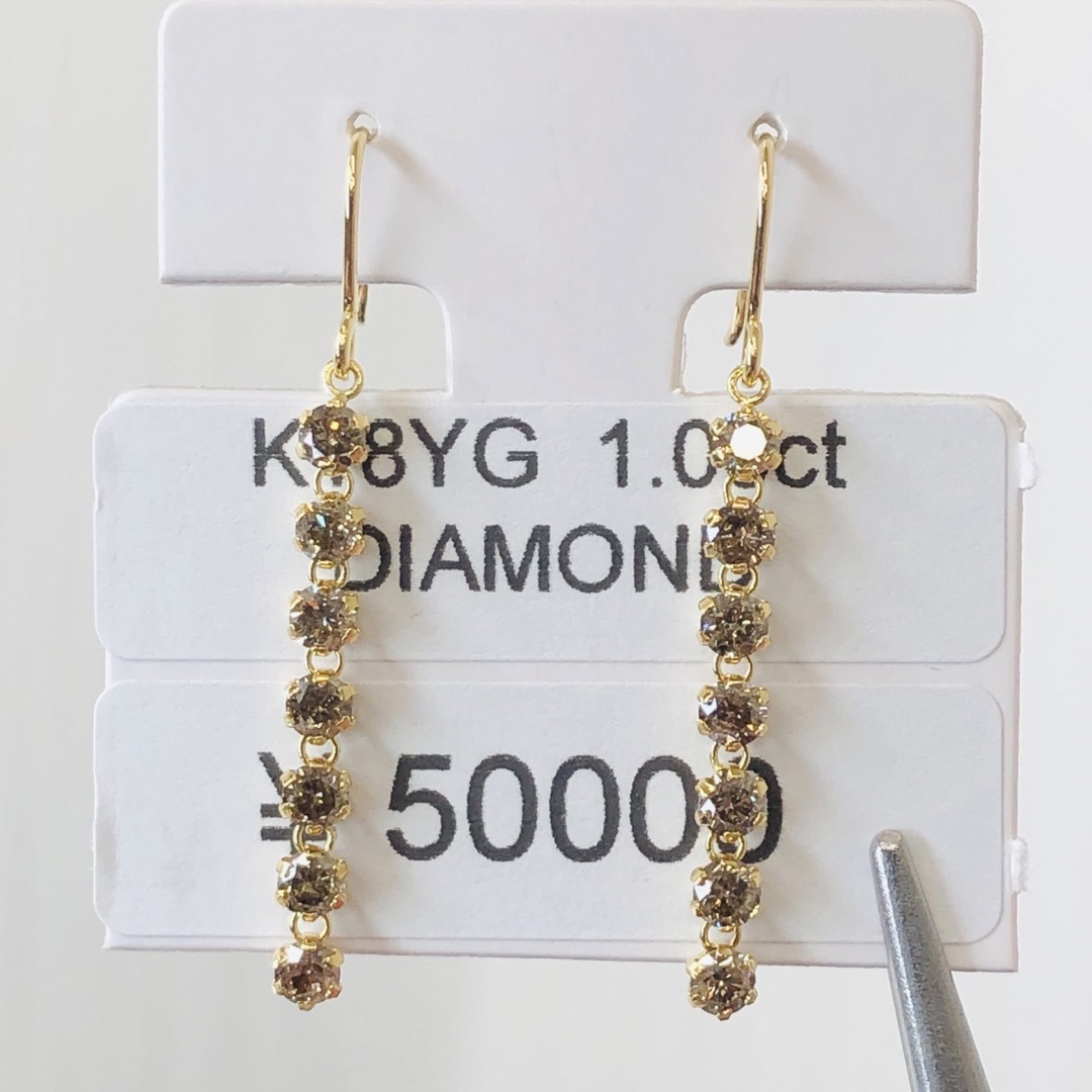 ラウンド地金DE-24554 K18YG フックピアス ダイヤモンド