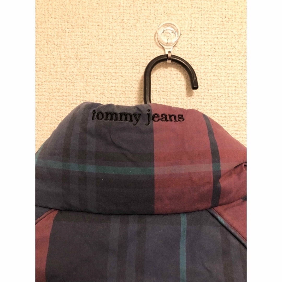 TOMMY HILFIGER(トミーヒルフィガー)のTOMMY JEANS チェック柄　ロングダウンコート　Sサイズ レディースのジャケット/アウター(ダウンコート)の商品写真