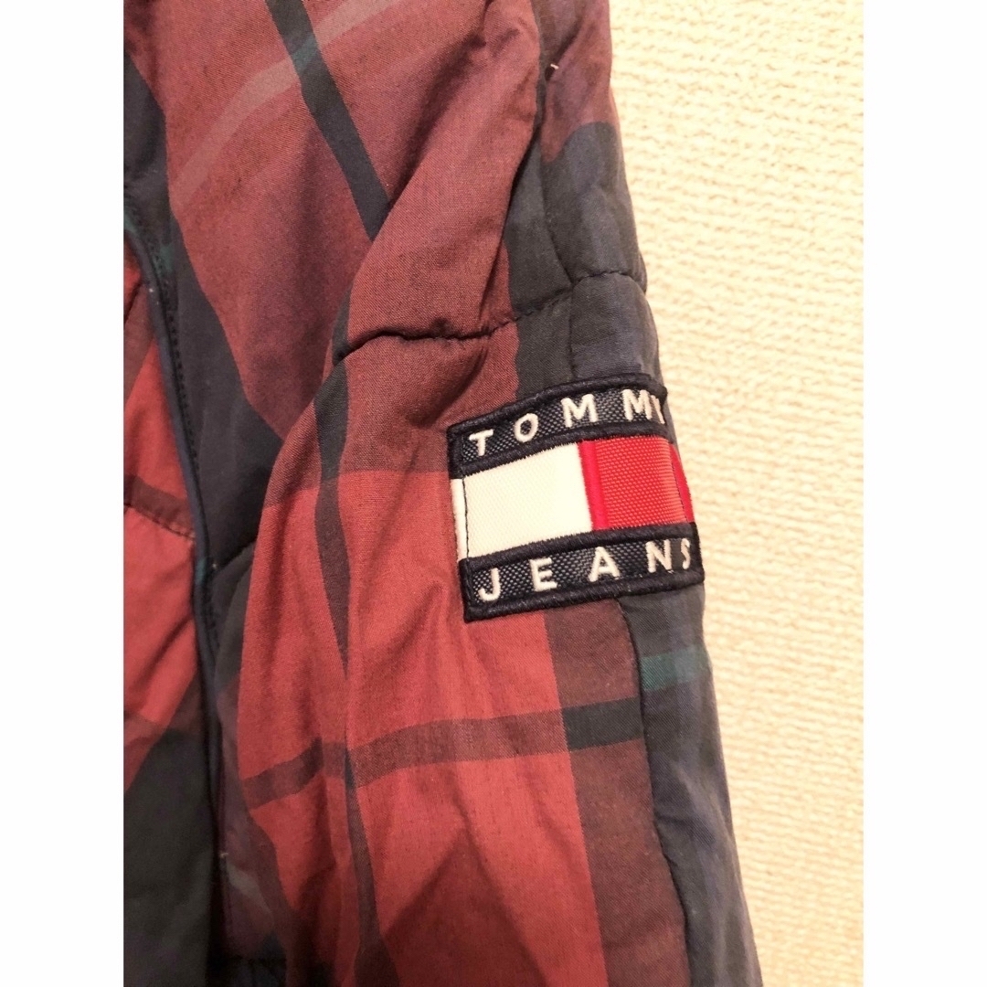 TOMMY HILFIGER(トミーヒルフィガー)のTOMMY JEANS チェック柄　ロングダウンコート　Sサイズ レディースのジャケット/アウター(ダウンコート)の商品写真