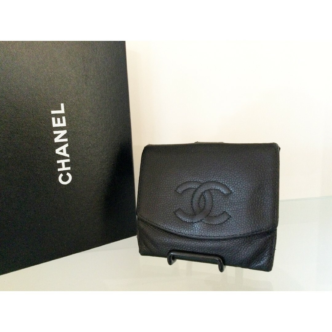 在庫有 【美品】CHANEL シャネル ココマーク キャビアスキン 二つ折り ...