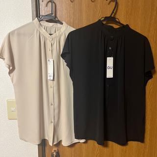 ジーユー(GU)のGU エアリーバンドカラーシャツ２枚セット(シャツ/ブラウス(半袖/袖なし))