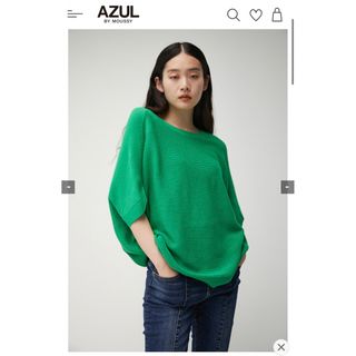 アズールバイマウジー(AZUL by moussy)のAZUL カシュクールスリーブルーズニット　グリーン(ニット/セーター)