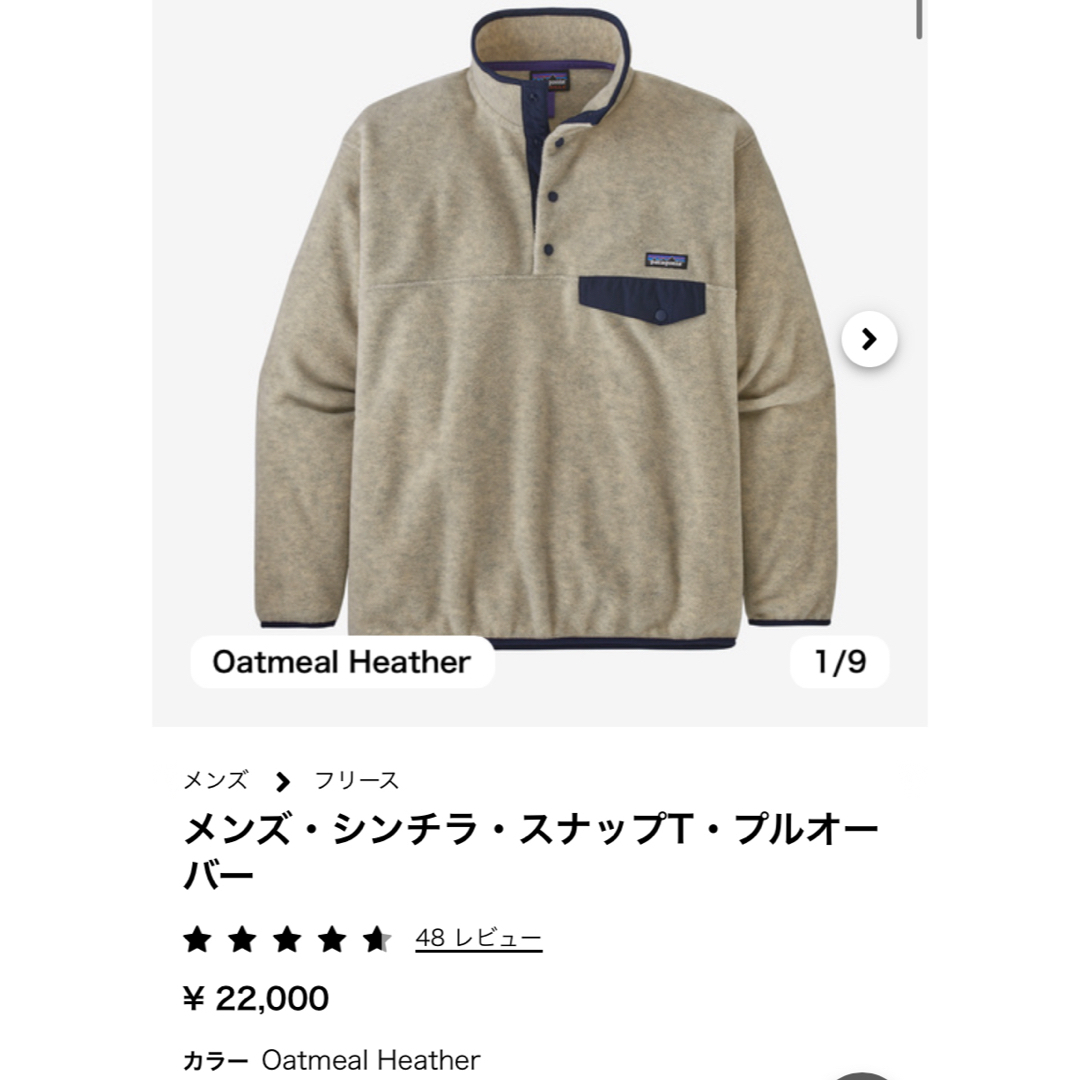 patagonia(パタゴニア)のPatagonia シンチラ　スナップT  フリースプルオーバー メンズのジャケット/アウター(その他)の商品写真