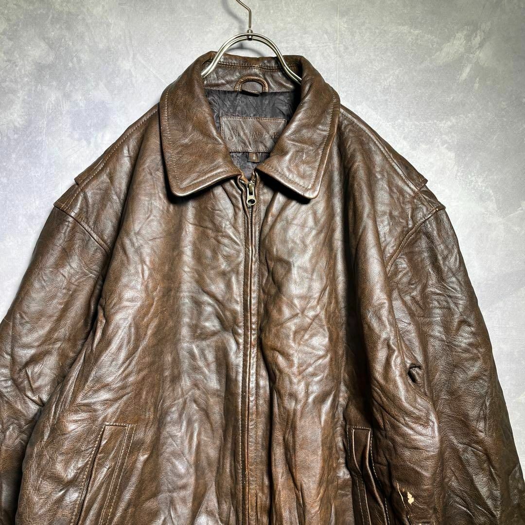 VINTAGE(ヴィンテージ)のSt.John'sBay 古着 本革 レザージャケット ビンテージ ブラウン L メンズのジャケット/アウター(レザージャケット)の商品写真