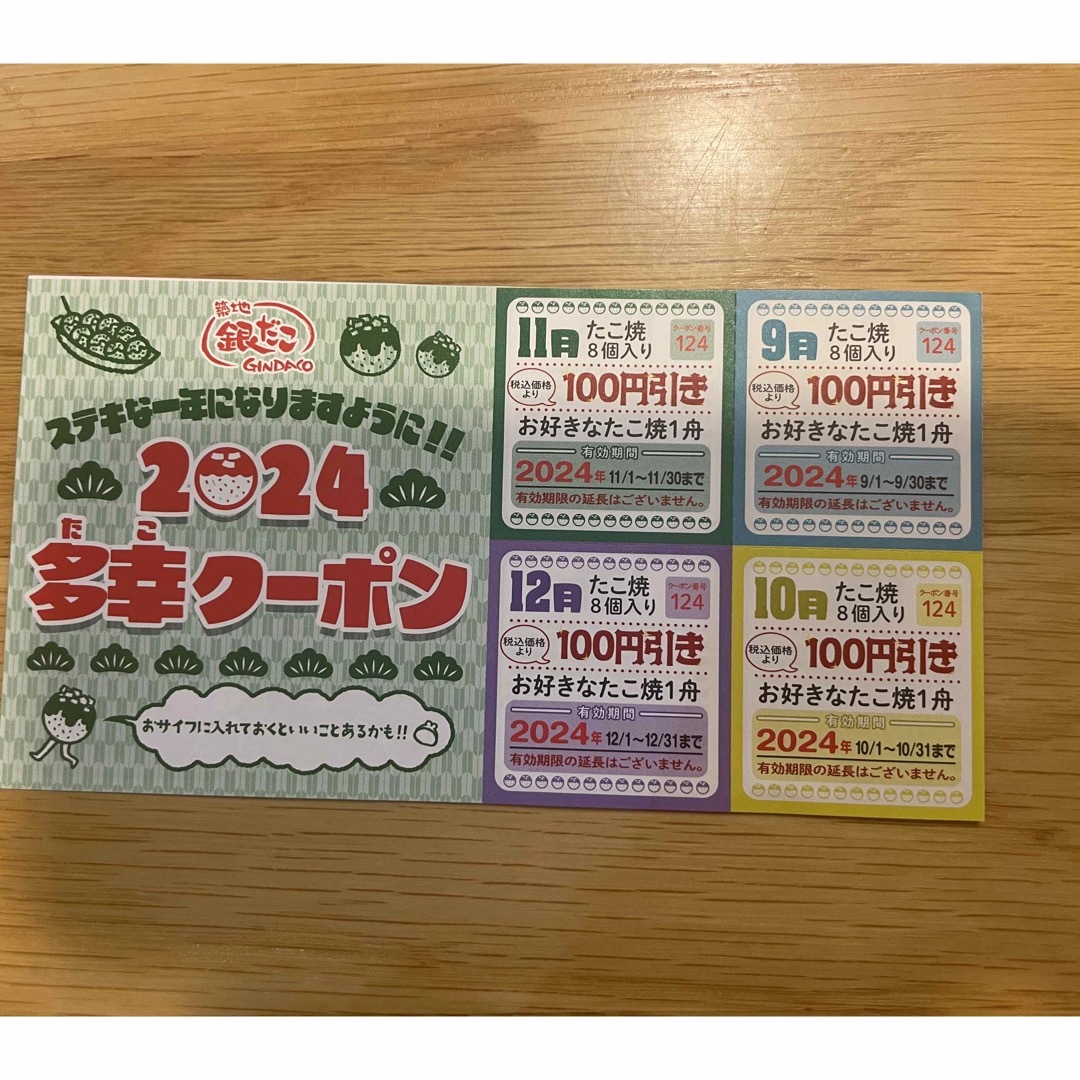 銀だこ　クーポン チケットの優待券/割引券(フード/ドリンク券)の商品写真