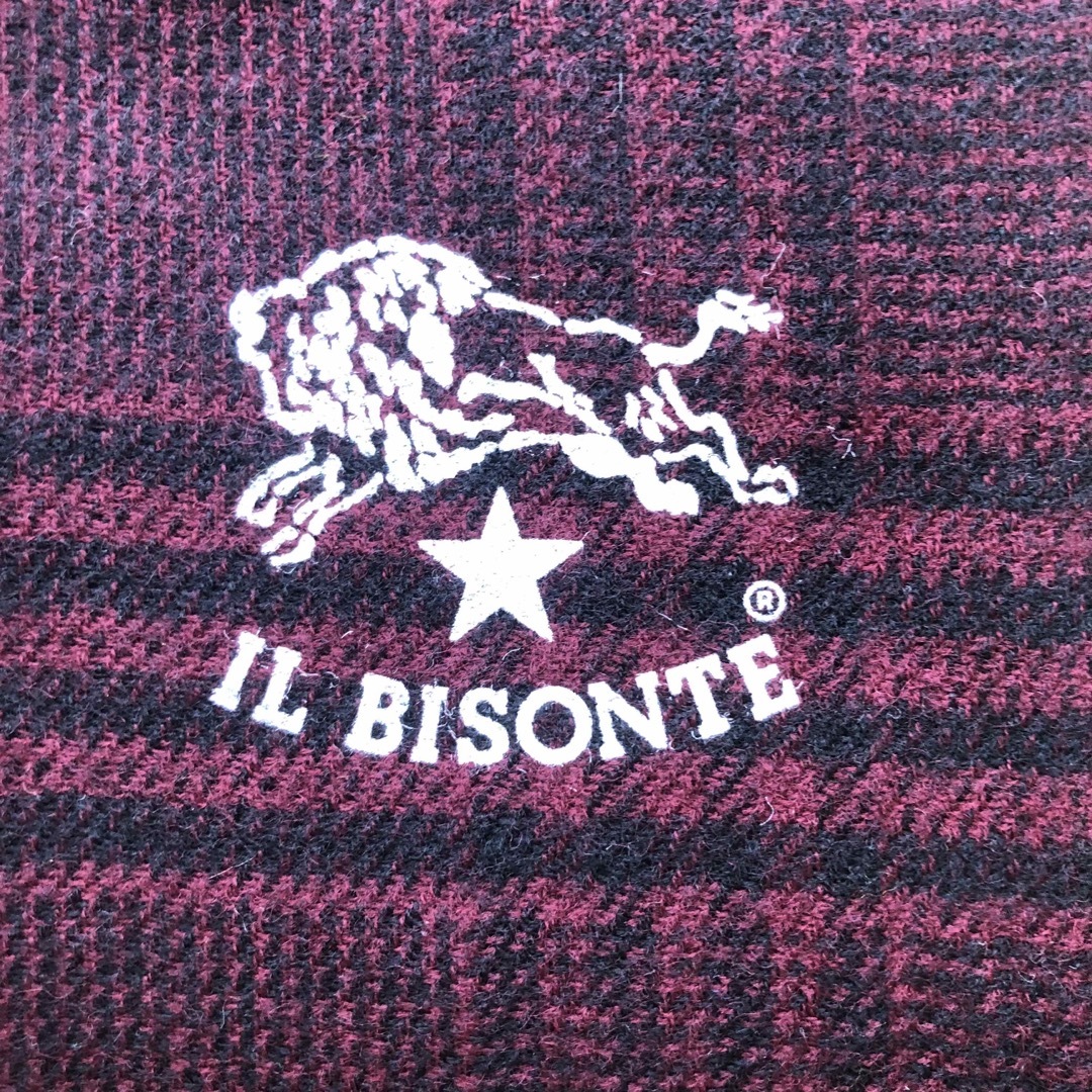 IL BISONTE(イルビゾンテ)の★新品★IL BISONTE　イルビゾンテ　マフラー　ウール　チェック　えんじ レディースのファッション小物(マフラー/ショール)の商品写真