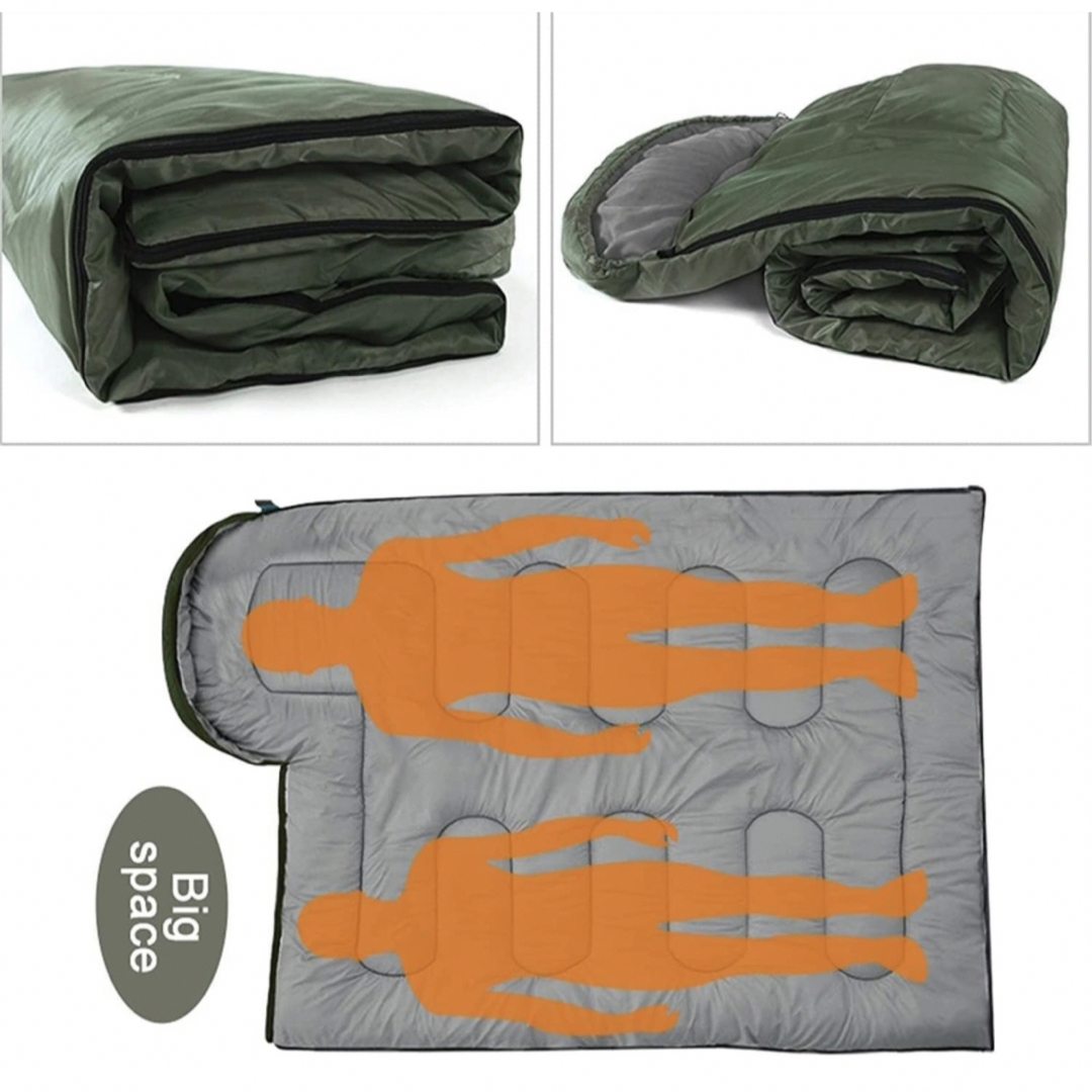 寝袋 封筒型 シュラフ 軽量 保温 耐寒 210T防水 コンパクト 1kg スポーツ/アウトドアのアウトドア(寝袋/寝具)の商品写真