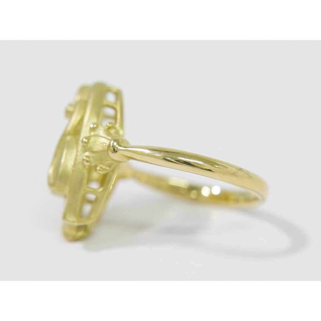 本物 キャット ネコ モチーフ ダイヤモンド 0.04ct K18 YG リング 指輪 13号 イエローゴールド ジュエリー アクセサリー 中古 レディースのアクセサリー(リング(指輪))の商品写真