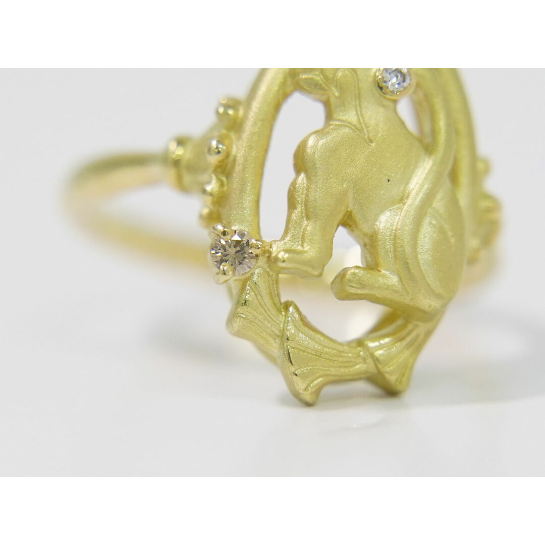 本物 キャット ネコ モチーフ ダイヤモンド 0.04ct K18 YG リング 指輪 13号 イエローゴールド ジュエリー アクセサリー 中古 レディースのアクセサリー(リング(指輪))の商品写真