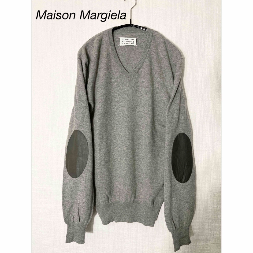 45肩幅Maison Margiela エルボーパッチ Vネックニット