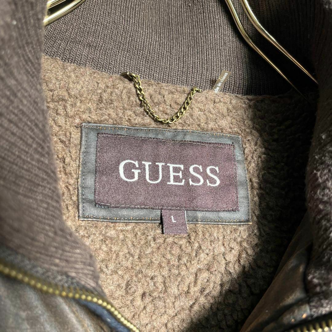 GUESS(ゲス)のGUESS 古着 フェイクレザー ジャケット インナー ボア ヴィンテージ L メンズのジャケット/アウター(ミリタリージャケット)の商品写真