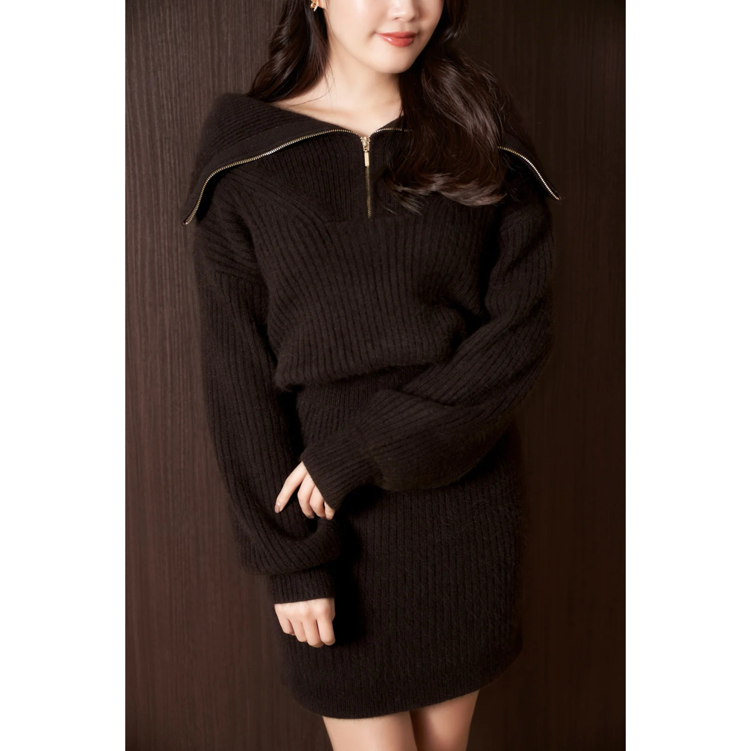 サイズM完売品Half Zip Knit Mini Dress