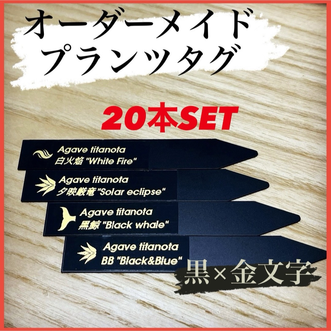 プランツタグ　園芸ラベル　黒　金　9cm　アガベ　花　ガーデニング 【匿名配送】 ハンドメイドのフラワー/ガーデン(その他)の商品写真