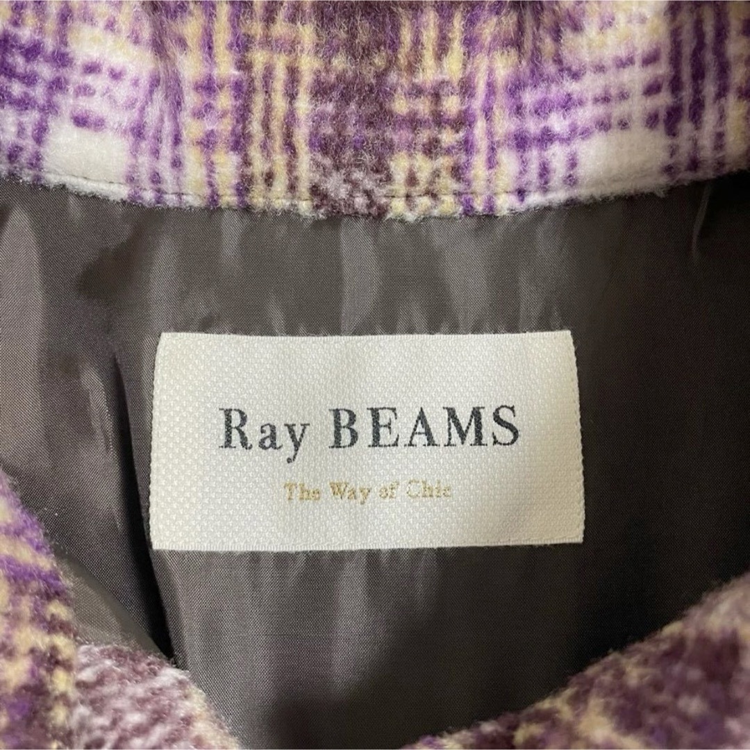 Ray BEAMS(レイビームス)のRay BEAMS レイビームス CPO コート パープル チェック レディースのジャケット/アウター(ロングコート)の商品写真