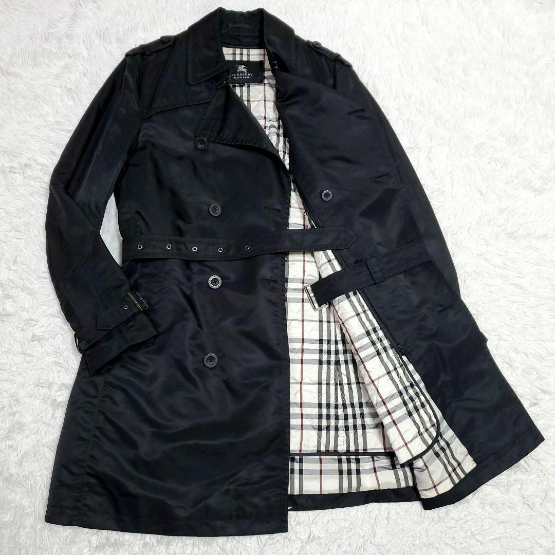 カシミヤ】バーバリーブラックレーベル ノバチェック トレンチコート カシミヤ】バーバリーブラックレーベル ノバチェック トレンチコート