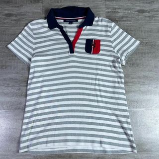 トミーヒルフィガー(TOMMY HILFIGER)の美品 TOMMY HILFIGER トミーヒルフィガー ボーダー 半袖ポロシャツ(ポロシャツ)