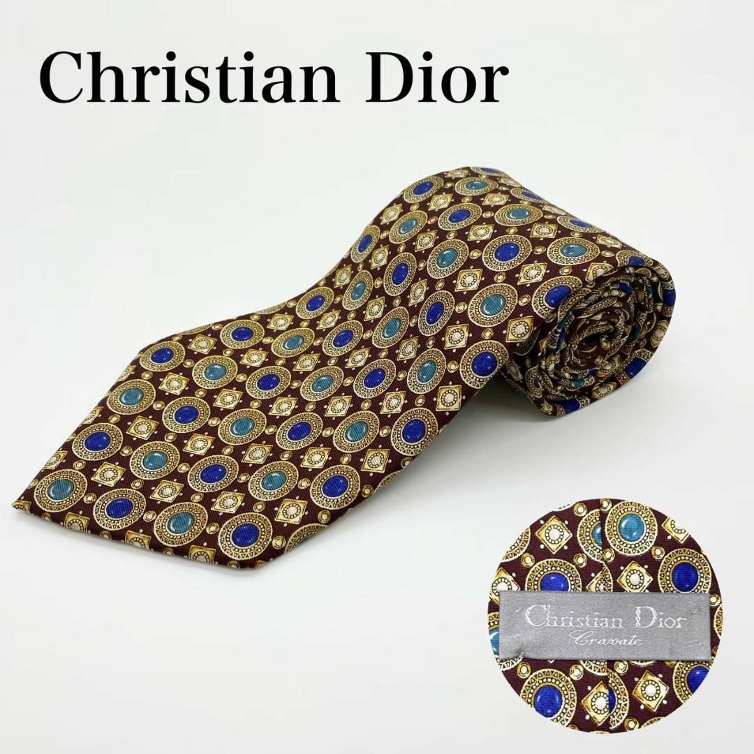 Christian Dior(クリスチャンディオール)のChristian Dior ネクタイ ビジュー 総柄 ゴールド シルク100％ メンズのファッション小物(ネクタイ)の商品写真