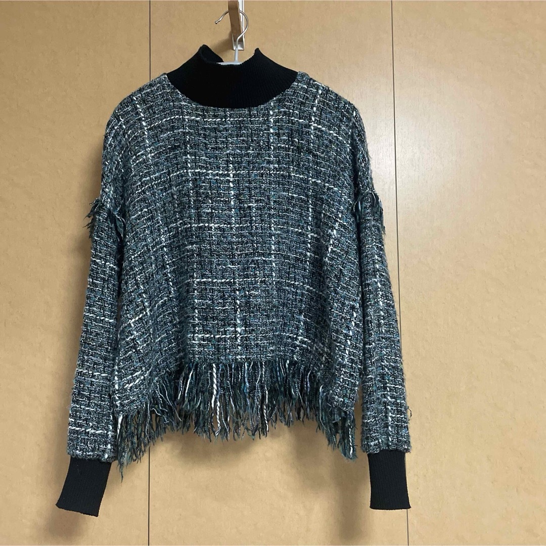 ZARA(ザラ)のZARA フリンジツイードトップス レディースのトップス(カットソー(長袖/七分))の商品写真