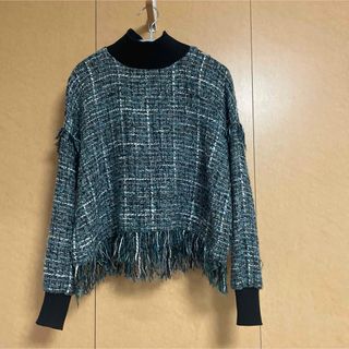 ザラ(ZARA)のZARA フリンジツイードトップス(カットソー(長袖/七分))