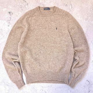 ポロラルフローレン(POLO RALPH LAUREN)の【90s ポロ ラルフローレン】サイズL 刺繍ロゴ ウール ラグラン ニット 茶(ニット/セーター)