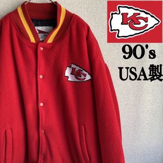 90s USA製　カンザスシティチーフス　フリース　スタジャン　NFL XL(スタジャン)