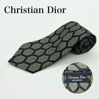 クリスチャンディオール(Christian Dior)のChristian Dior ネクタイ 総柄 ネイビー シルク100％(ネクタイ)