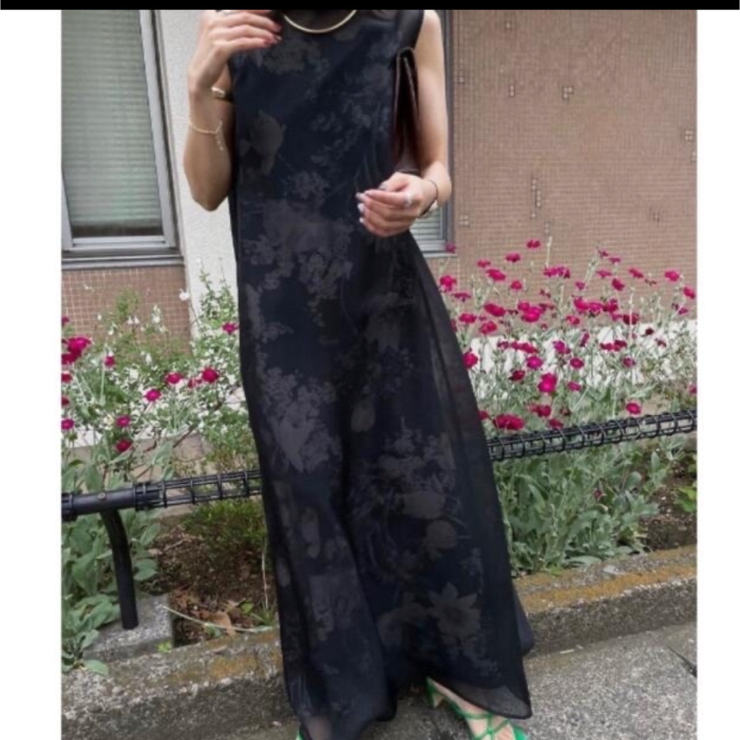 Ameri VINTAGE(アメリヴィンテージ)のアメリ　2WAY FLOWER LAYERED SHEER DRESS  レディースのワンピース(ロングワンピース/マキシワンピース)の商品写真