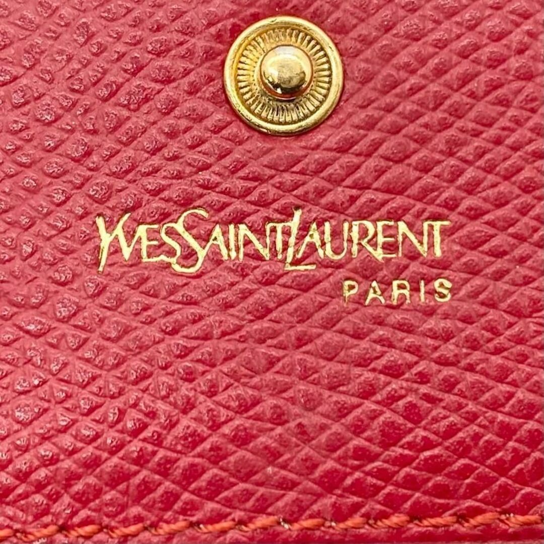 Yves Saint Laurent(イヴサンローラン)のイヴサンローラン 折り財布 アラベスク 唐草模様 レッド レザー ゴールド金具 レディースのファッション小物(財布)の商品写真