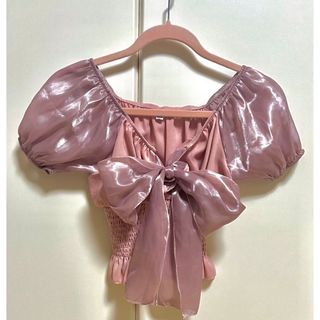 シーイン(SHEIN)の黄色韓国ワンピース+韓国アイドル風 ピンク トップス リボン 中華風(その他)