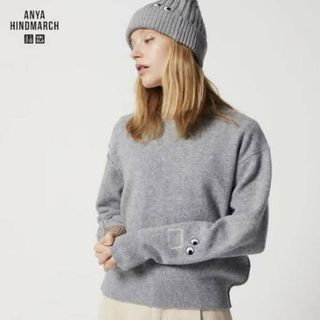 アニヤハインドマーチ(ANYA HINDMARCH)のsale!新品タグ付☆UNIQLOxアニヤ☆ヒートテックニットビーニー灰(ニット帽/ビーニー)