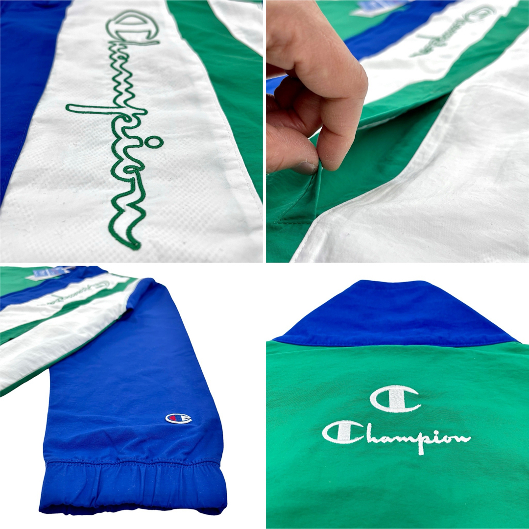 Champion(チャンピオン)の新品 Champion ロゴ刺繍 90年代 レトロスポーツ ストライプジャケット メンズのジャケット/アウター(ナイロンジャケット)の商品写真