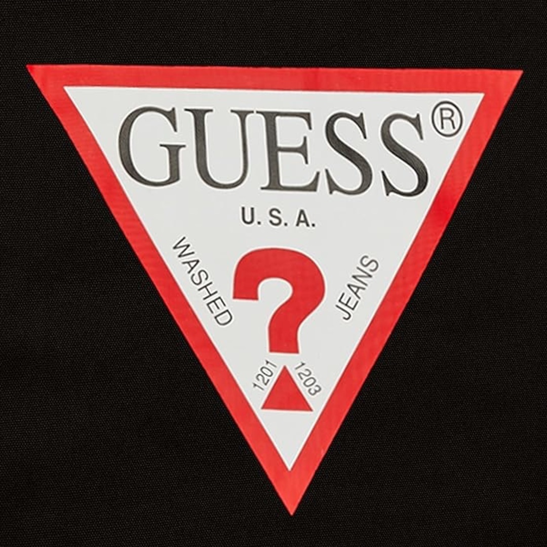 GUESS(ゲス)のGUESS（ゲス）★ ブランドロゴ＆メッセージ トートバッグ　ブラック メンズのバッグ(トートバッグ)の商品写真