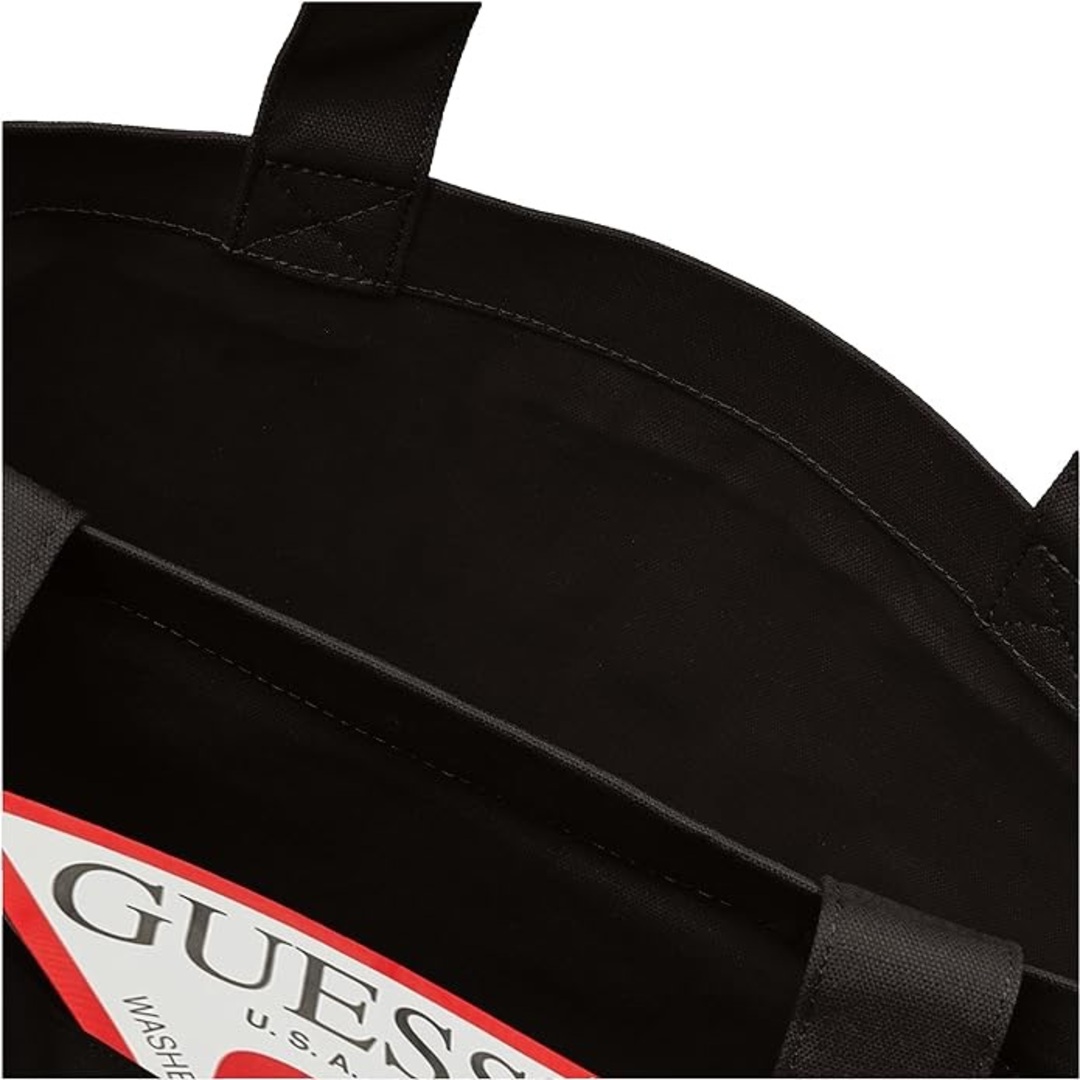 GUESS(ゲス)のGUESS（ゲス）★ ブランドロゴ＆メッセージ トートバッグ　ブラック メンズのバッグ(トートバッグ)の商品写真