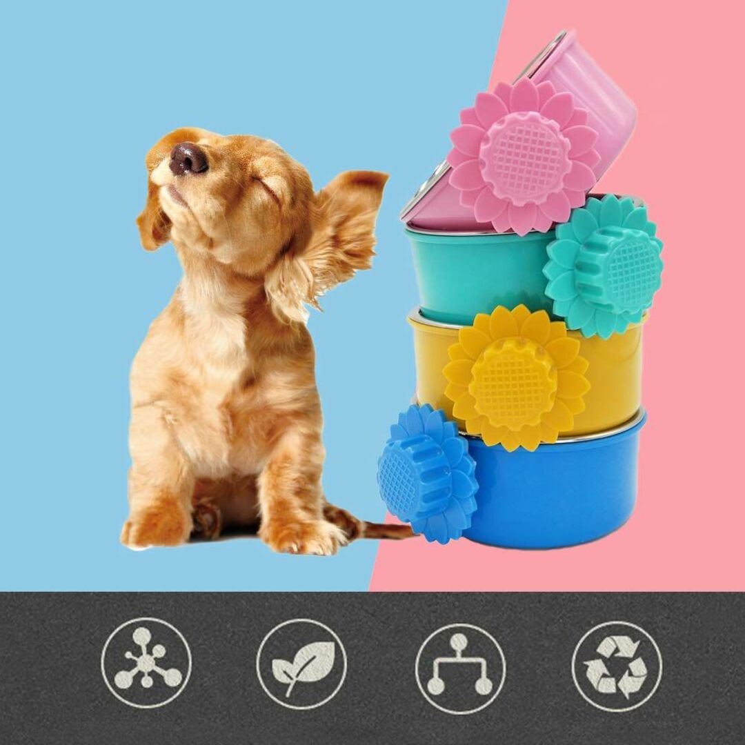 【色: ピンク】KUVEELA PET ペットボウル 食器 給餌器 えさ入れ ボ