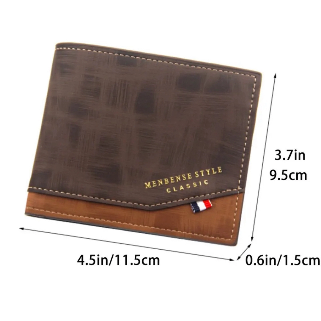二つ折り財布 レザー メンズ 財布 レザー財布 コンパクト 紳士財布 ブラウン メンズのファッション小物(折り財布)の商品写真