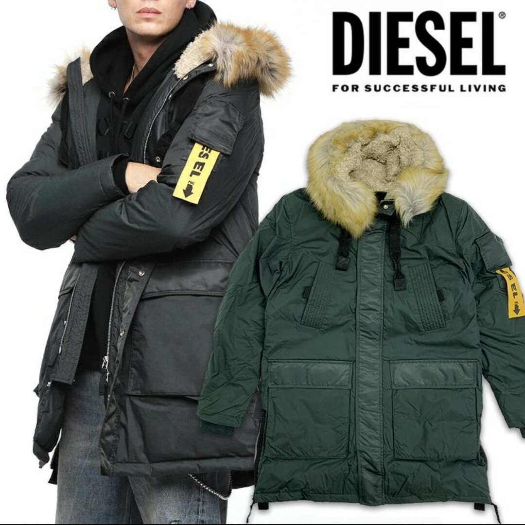 DIESEL - 美品 DIESEL W-BULLION エスキモーダウンコート ブラック Lの