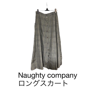 ノーティカンパニー(NAUGHTY COMPANY)のNaughty company チェック柄ロングスカート　Mサイズ(ロングスカート)