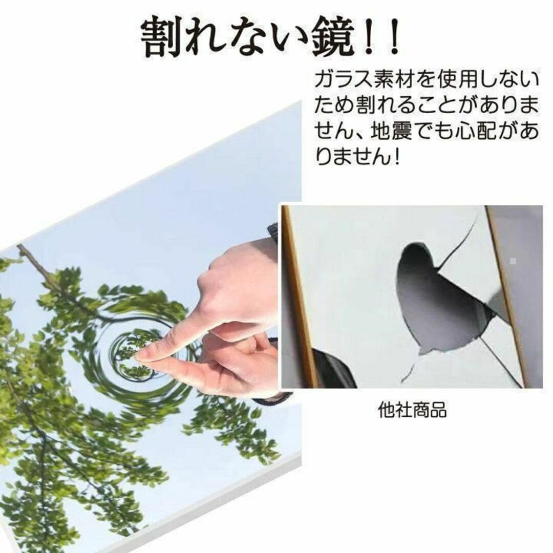 割れない鏡 ドア・壁掛けミラー 全身 姿見鏡 幅150×高さ40cm 1631 インテリア/住まい/日用品のインテリア小物(壁掛けミラー)の商品写真