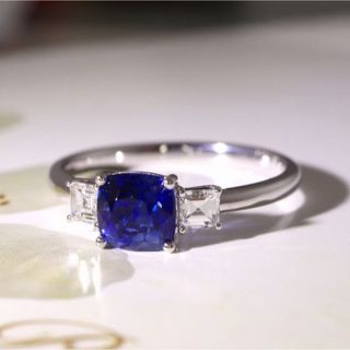 天然 ロイヤルブルーサファイア ダイヤ リング1.18ct k18 f(リング(指輪))