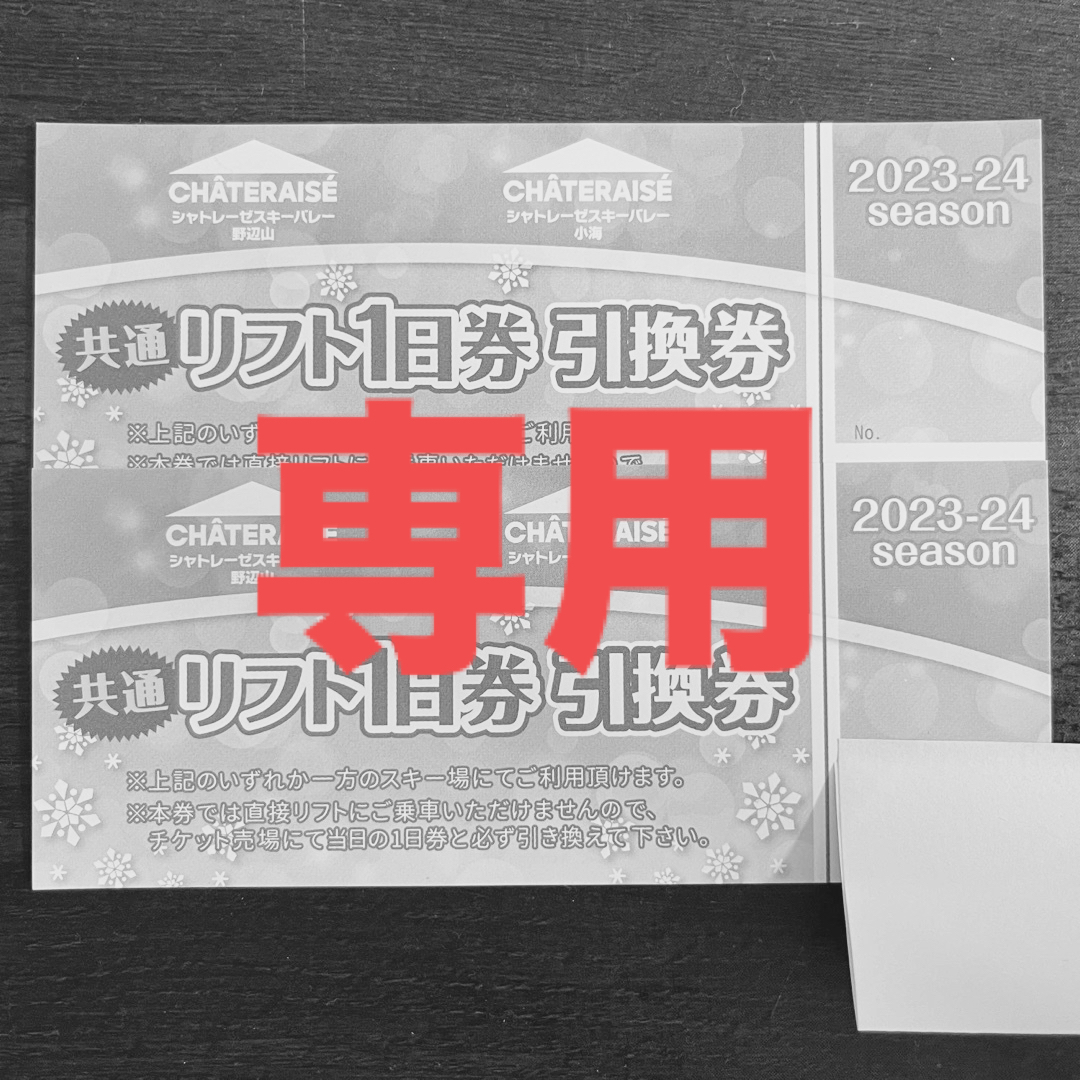 普通郵便で構いませんシャトレーゼスキーバレー 野辺山・小海共通 リフト1日券引換券 2枚セット
