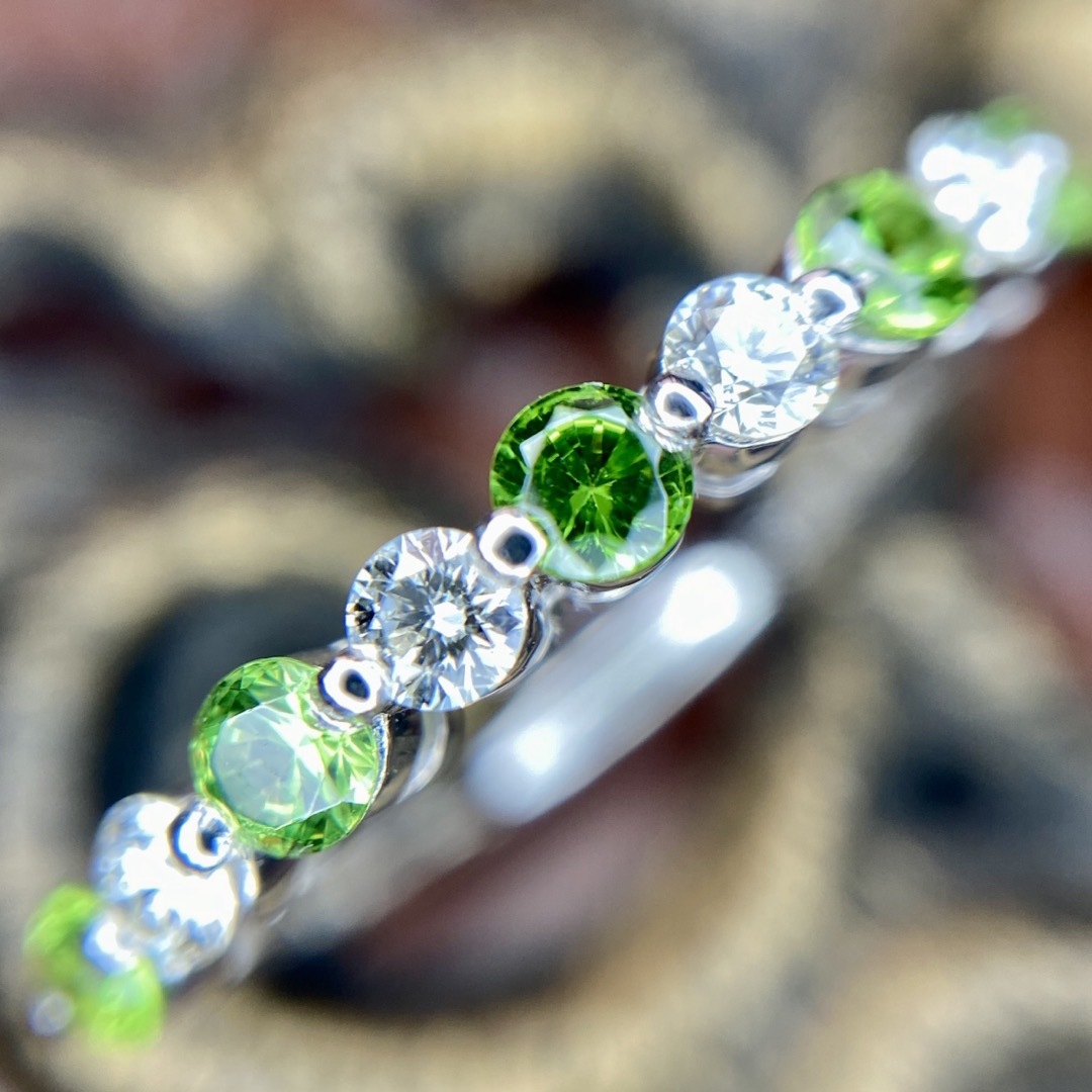 『専用です』天然非加熱デマントイドガーネット ダイヤモンド 計0.61ct レディースのアクセサリー(リング(指輪))の商品写真