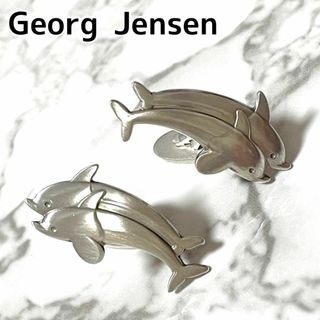 Georg Jensen - 美品★ジョージジェンセン カフス イルカ ボタン カフリンクス シルバー 925