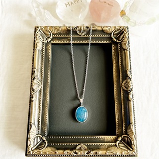 ◆宝石質◆ブルーアパタイト◆オーバルペンダント(ネックレス)