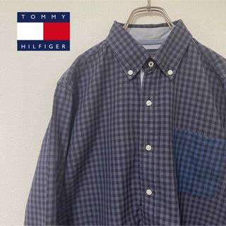 トミーヒルフィガー(TOMMY HILFIGER)の古着！トミーヒルフィガーボタンダウンチェック柄(M)(シャツ)