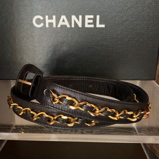 未使用❣️ CHANEL シャネル　❣️ チェーンレザーベルト　ブラック